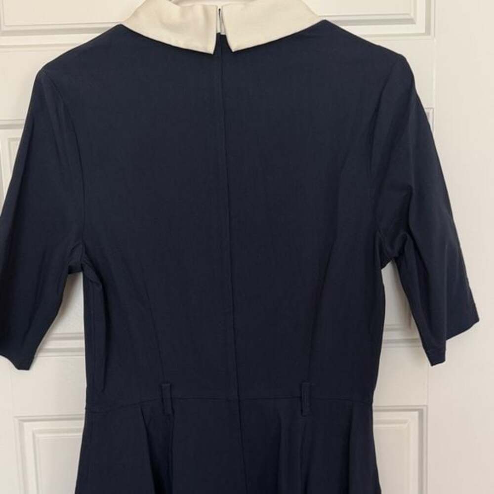 Collectif Winona Swing Dress Navy White Peter Pan Collar NWT Size L UK 14 - Picture 6 of 6